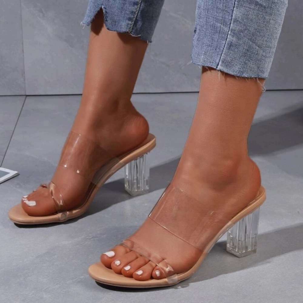 Clear heel sandals